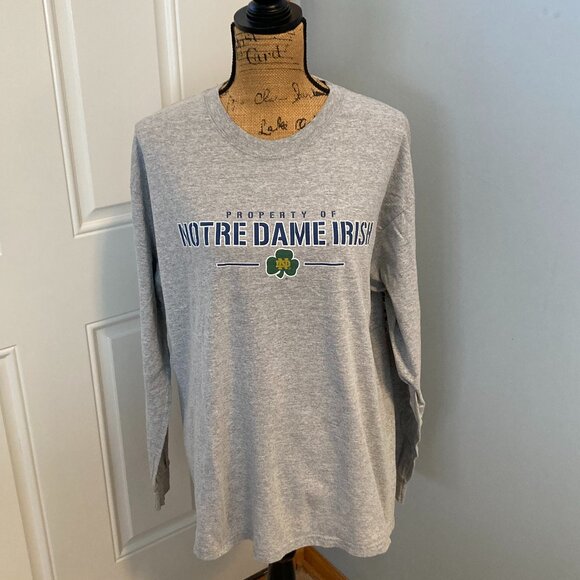 Briar Creek Vintage Notre Dame Gray T Shirt Long Sleeve Unisex Adult L - Picture 1 of 13